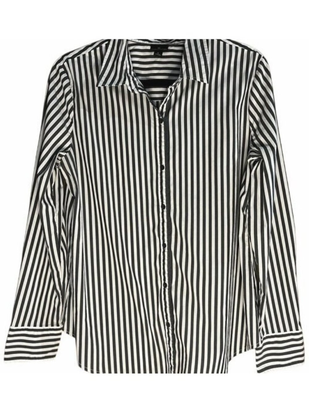 Worthington Button Up Collared Cuffed Long Sleeve Shirt Black White Striped (L) - Picture 13 of 16